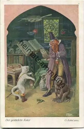 Der gestiefelte Kater - Brüder Grimm - Künstlerkarte signiert O. Kubel - Verlag Uvachrom Serie 223 Nr. 4292