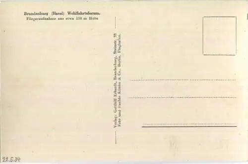 Brandenburg (Havel) - Luftbildaufnahme - Wohlfahrtsforum - Foto-Ansichtskarte - Verlag Gotthilf Erhardt Brandenburg