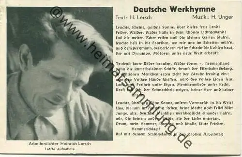 Arbeiterdichter Heinrich Lersch - Deutsche Werkhymne - Text: H. Lersch Musik: H. Unger - Verlag Joh. Böttger Köln-Sülz