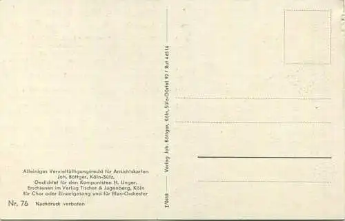 Arbeiterdichter Heinrich Lersch - Deutsche Werkhymne - Text: H. Lersch Musik: H. Unger - Verlag Joh. Böttger Köln-Sülz