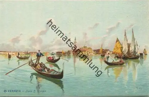 Venezia - Isola S. Giorgio - Künstlerkarte signiert Menegazzi ca. 1900