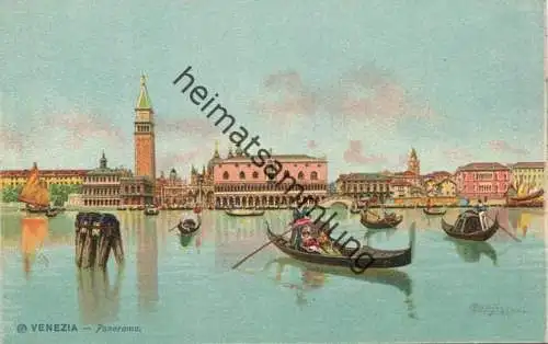 Venezia - Panorama - Künstlerkarte signiert Menegazzi ca. 1900