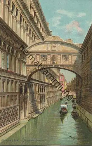 Venezia - Ponte del Sospiri - Künstlerkarte signiert Menegazzi ca. 1900