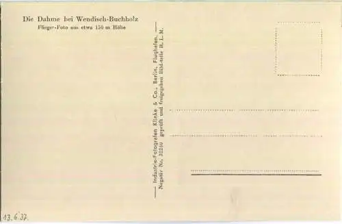 Die Dahme bei Wendisch-Buchholz - Fliegeraufnahme - Verlag Klinke & Co. Berlin 30er Jahre