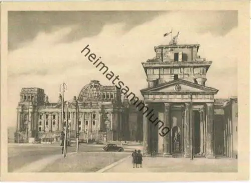 Berlin - Reichstag und Brandenburger Tor - Trümmer 1948 - Sachsenverlag Plauen - AK Grossformat
