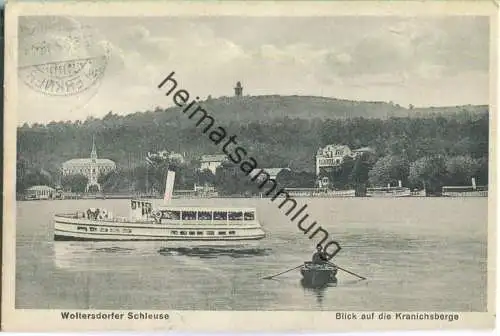 Woltersdorfer Schleuse - Blick auf die Kranichsberge - durchgehender Bug oben - Stempelspuren