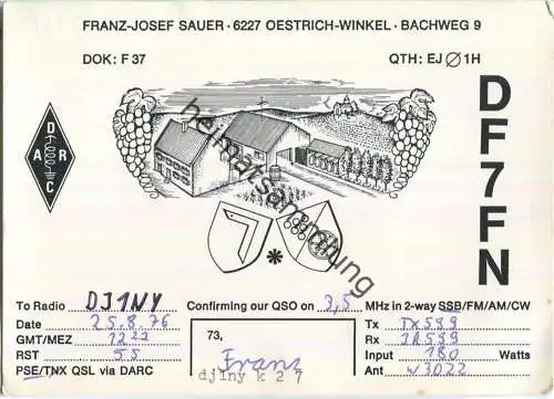 QSL - QTH - Funkkarte - DF7FN - Oestrich-Winkel