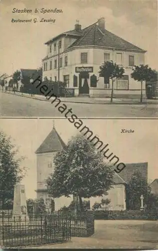 Berlin - Staaken - Restaurant G. Lessing - Kirche - Verlag J. L. R. 20er Jahre