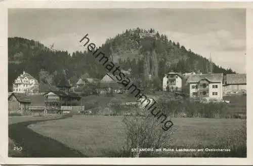 St. Andrä mit Ruine Landskron am Ossiachersee - Foto-AK - Verlag Franz Schilcher Klagenfurt gel. 1932