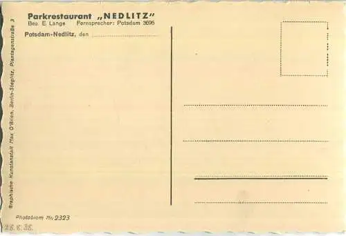 Nedlitz - Blick auf die Römerschanze - Verlag Max O'Brien Berlin 30er Jahre