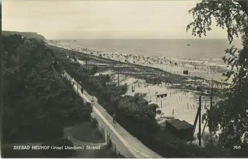 Neuhof - Usedom - Seebad - Strand - Foto-Ansichtskarte - Verlag Karl Budzin Neuhof 30er Jahre