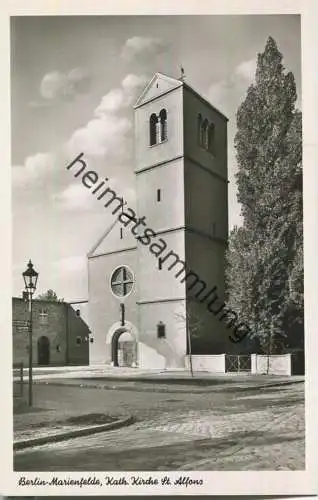 Berlin-Marienfelde - Katholische Kirche St. Alfons - Foto-Ansichtskarte - Kunst und Bild Berlin 50er Jahre