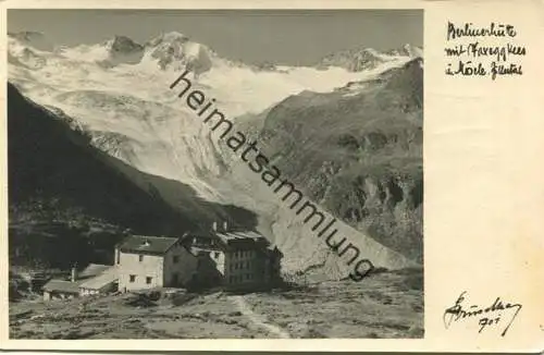 Berliner Hütte mit Waxeggkees - Zillertal - Foto-AK - gel.