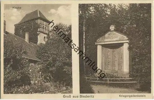 Gruß aus Biederitz - Kirche - Kriegergedenkstein - Verlag Walter Zülecke Magdeburg 30er Jahre