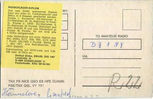 QSL - QTH - Funkkarte - DC3JR DC9ET - Düsseldorf