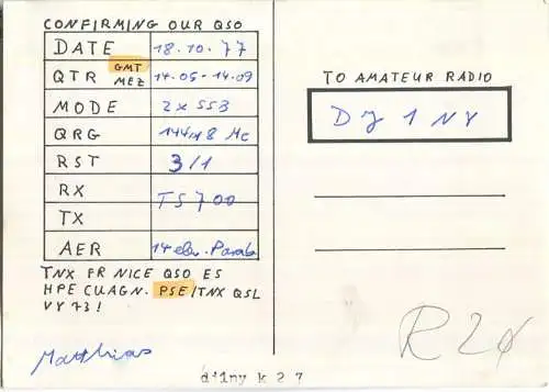 QSL - QTH - Funkkarte - DD0JX - Meerbusch-Strümp