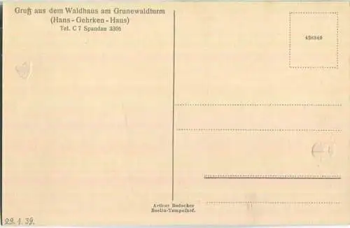 Berlin-Grunewald - Waldhaus Grunewaldturm - Hans Gehrken Haus - Verlag Arthur Redecker Berlin 30er Jahre