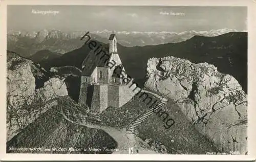 Wendelsteinkirchl mit Wildem Kaiser und Hohen Tauern - Foto-AK - Verlag Hans Huber Garmisch-Partenkirchen