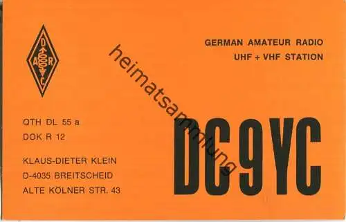 QSL - QTH - Funkkarte - DC9YC - Breitscheid Ratingen