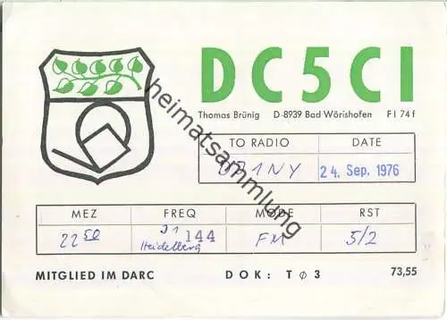 QSL - QTH - Funkkarte - DC5CI - Bad Wörishofen