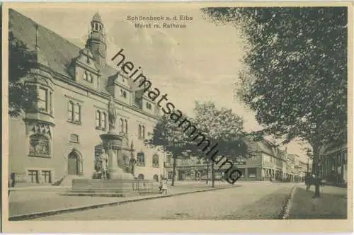 Schönebeck an der Elbe - Markt mit Rathaus - Verlag R. Heberlein Gera 20er Jahre