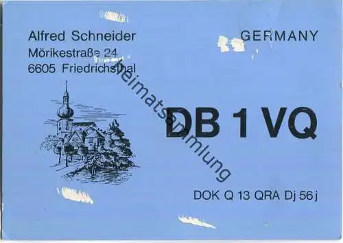 QSL - QTH - Funkkarte - DB1VQ - Friedrichsthal (Saarland)