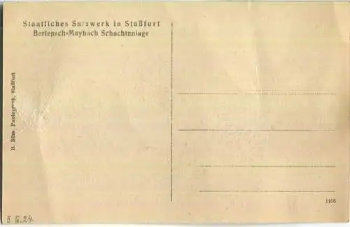 Staßfurt - Staatliche Salzwerke - Schachthängebank des Berlepschschachtes - Verlag R. Böse Stassfurt 20er Jahre