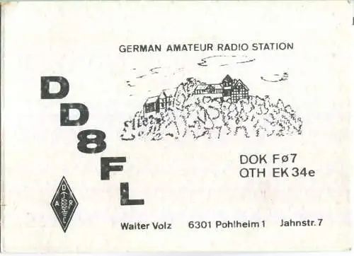 QSL - QTH - Funkkarte - DD8FL - Pohlheim