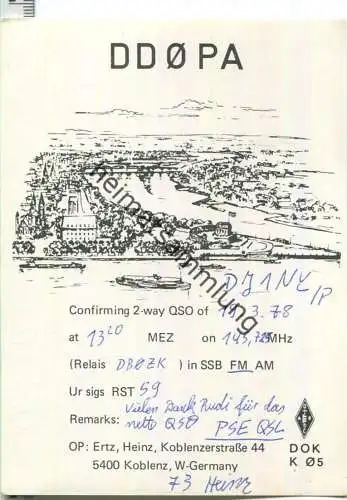 QSL - QTH - Funkkarte - DD0PA - Koblenz