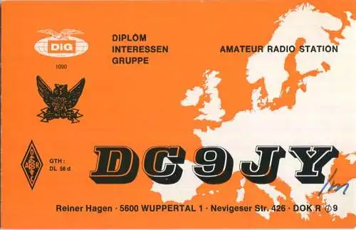 QSL - QTH - Funkkarte - DC9JY/m - Wuppertal