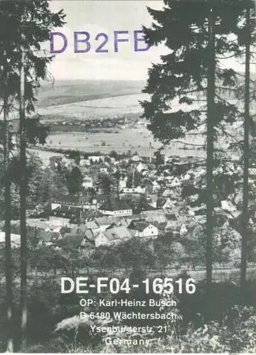 QSL - QTH - Funkkarte - DB2FB - Wächtersbach