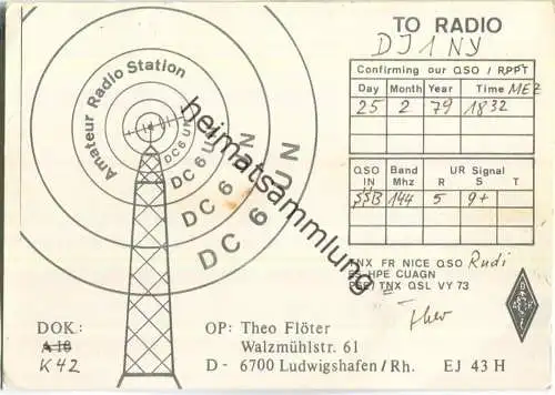 QSL - QTH - Funkkarte - DC6UN - Ludwigshafen am Rhein