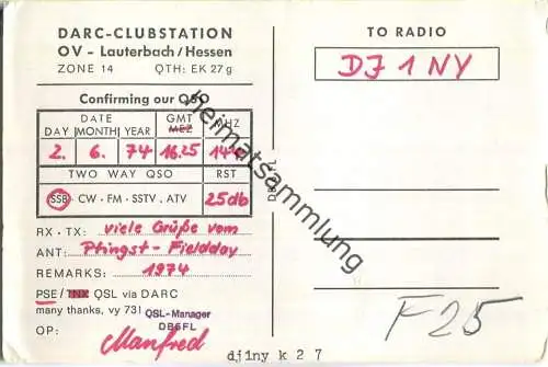 QSL - QTH - Funkkarte - DK0OL - Lauterbach (Hessen)