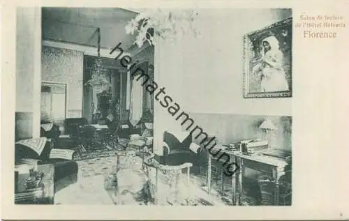 Firenze - Florence - Salon de lecture de l' Hotel Hevetia ca. 1910