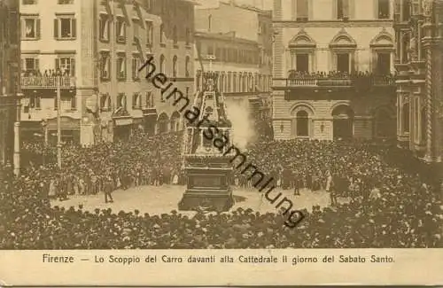 Firenze - Lo Scoppoi del Carro davanti alla Cattedrale il giorno del Sabato Santo ca. 1910
