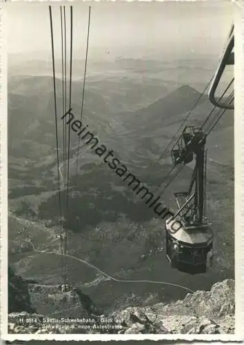 Säntis - Schwebebahn- Blick auf Schwägalp und neue Autostrasse - Foto-Ansichtskarte