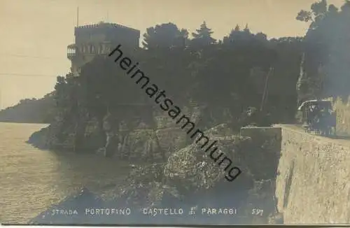 Strada Portofino - Castello di Paraggi ca. 1910 - Foto-AK - vera Fotografia