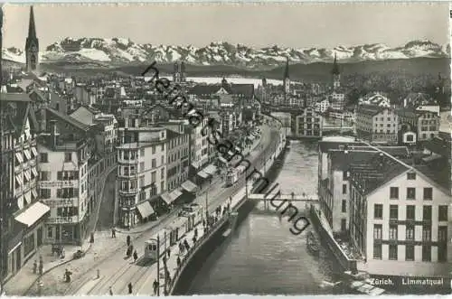 Zürich - Limmatquai - Strassenbahn - Foto-Ansichtskarte - Verlag Photoglob-Wehrli & Vouga & Co. AG Zürich 40er Jahre