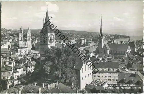 Zürich - Grossmünster - St. Peter - Fraumünster - Foto-Ansichtskarte - Verlag Photoglob-Wehrli & Vouga & Co. AG Zürich