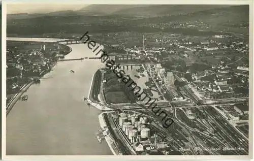 Basel-Kleinhüningen - Kleinhüninger Rheinhafen - Luftaufnahme - Verlag Photoglob-Wehrli & Vouga & Co. AG Zürich