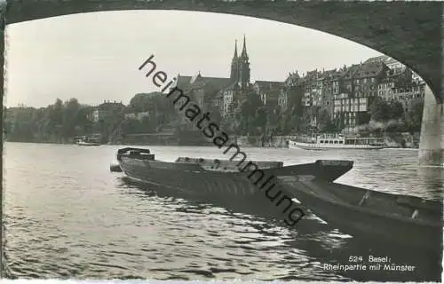 Basel - Rheinpartie mit Münster - Foto-Ansichtskarte - Verlag Xaver Frey Basel