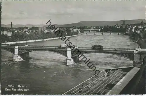 Basel - Drei Rheinbrücken - Foto-Ansichtskarte - Verlag Xaver Frey Basel