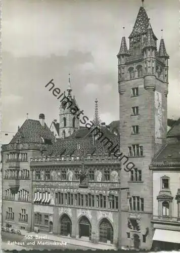 Basel - Rathaus und Martinskirche - Foto-Ansichtskarte - Verlag Xaver Frey Basel 40er Jahre