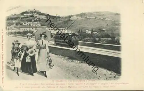 Fiesole - Strassenbahn - Werbekarte Cesare Marchini Damenhüte Cappelli per Signora ca. 1900