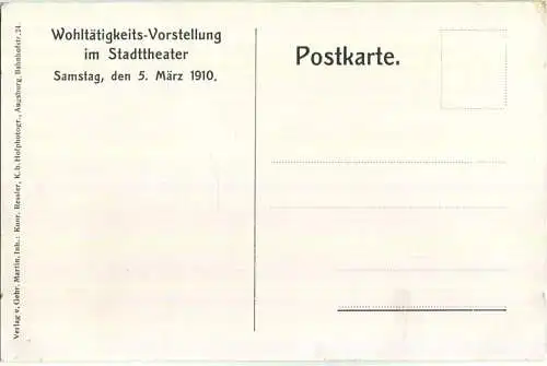 Augsburg - Wohltätigkeitsvorstellung im Stadttheater am 5. März 1910 - Verlag Gebr. Martin Augsburg