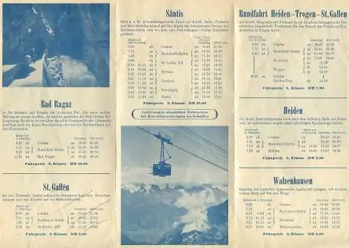 Verbilligte Ausflüge nach der Schweiz 1951 - Faltblatt mit 5 Abbildungen