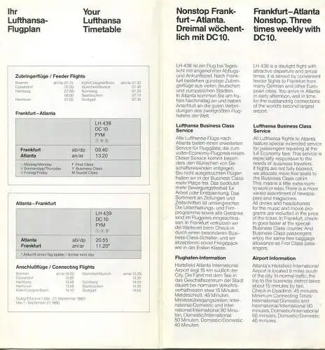 Lufthansa Atlanta Neu im Flugplan ab Mai 1980 - Faltblatt mit 5 Abbildungen