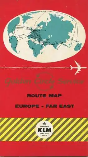 KLM - Golden Circle Service - Route Map Europe Far East - beiliegend Postkarten Lockheed Prop-Jet-Electra - Douglas DC-8