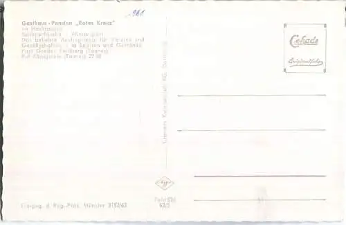 Gasthaus Pension Rotes Kreuz mit Grosser Feldberg im Hochtaunus - Foto-Ansichtskarte - Cramers Kunstanstalt KG Dortmund