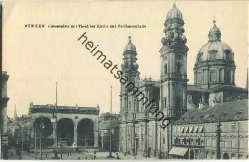 München - Odeonplatz mit Theatiner Kirche und Feldherrenhalle - Verlag W.H.D. 20er Jahre